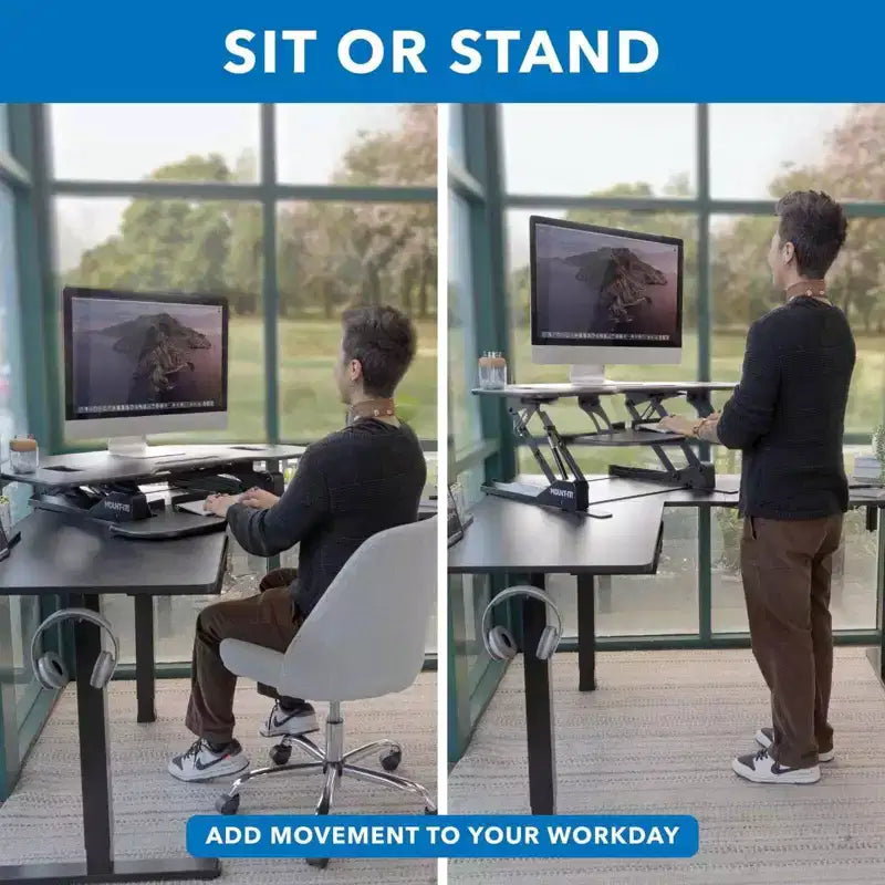 Convertisseur de bureau assis-debout pour coin, noir