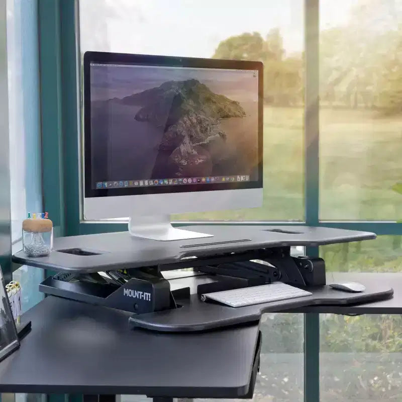Convertisseur de bureau assis-debout pour coin, noir