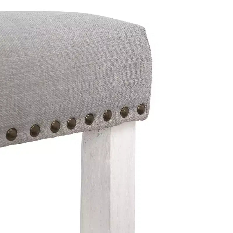 Tabouret de bar sans dossier avec assise rembourrée de 29 po, blanc antique/gris