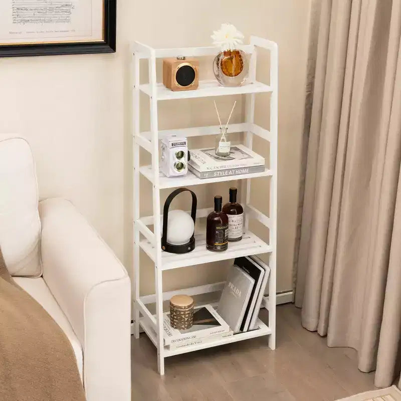 Étagère à livres en bambou à 4 niveaux, support de plantes, de fleurs, de rangement