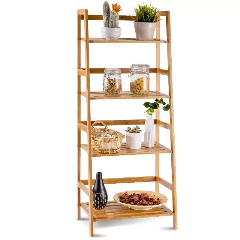 Étagère à livres en bambou à 4 niveaux, support de plantes, de fleurs, de rangement