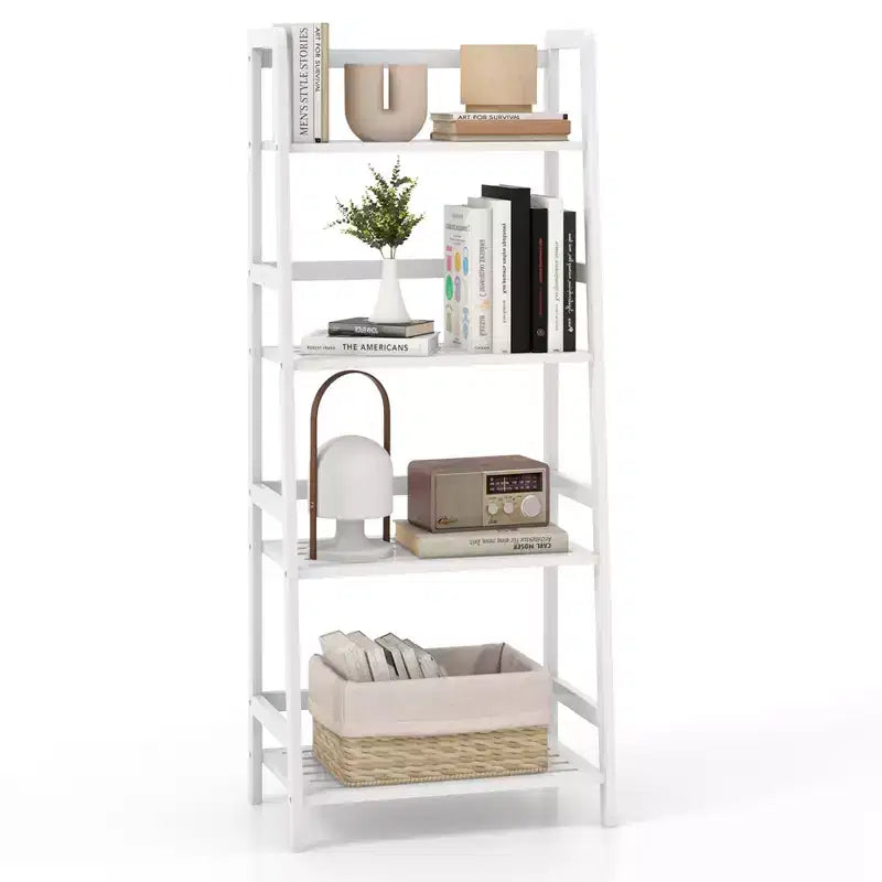 Étagère à livres en bambou à 4 niveaux, support de plantes, de fleurs, de rangement