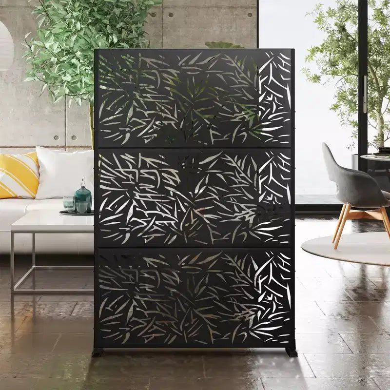 Dovelina 72x47 Metal Privacy Screen 3 Panels Freestanding Partitions and Room Divider