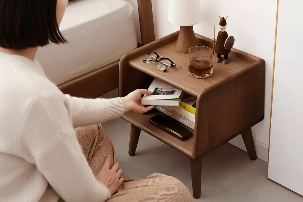 Table de chevet à LED avec station de recharge sans fil