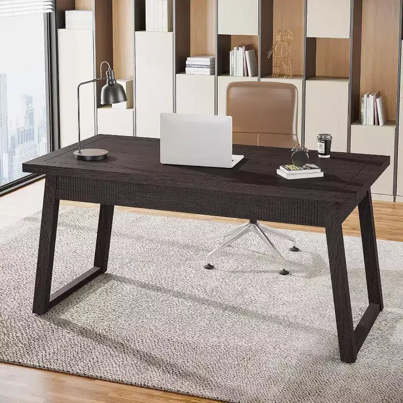 Bureau de direction pour bureau à domicile, bureau d'ordinateur en bois de 140 cm avec tiroir, table d'étude/d'écriture de style Mid-Century, mobilier de poste de travail