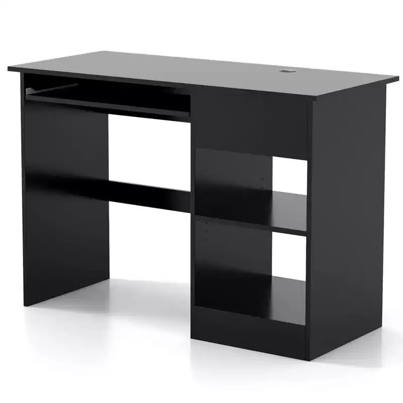 Bureau d'ordinateur, poste de travail de bureau à domicile, table d'étude pour ordinateur portable avec plateau coulissant pour clavier, tiroir, Noir/Blanc