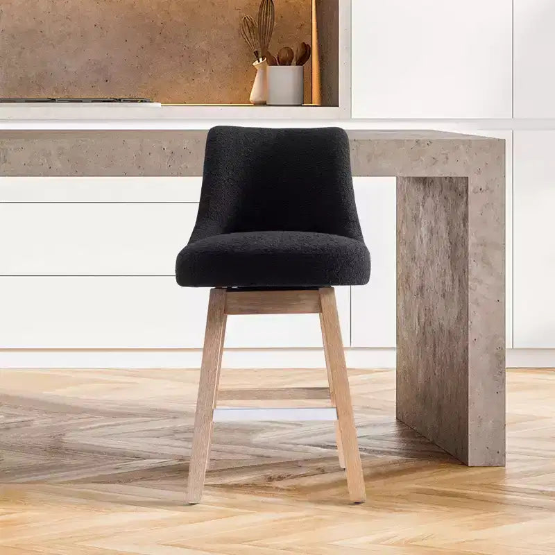 Tabouret de bar pivotant rembourré, hauteur comptoir, 26 po, noir