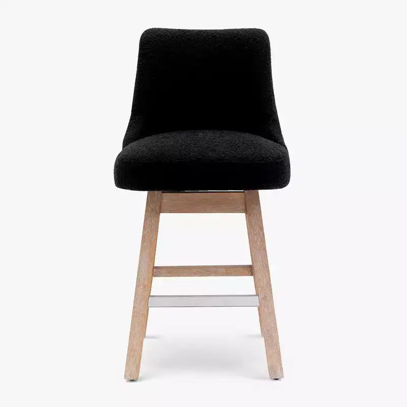 Tabouret de bar pivotant rembourré, hauteur comptoir, 26 po, noir