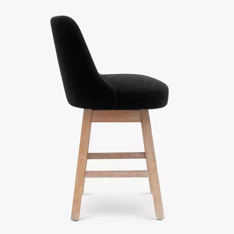 Tabouret de bar pivotant rembourré, hauteur comptoir, 26 po, noir