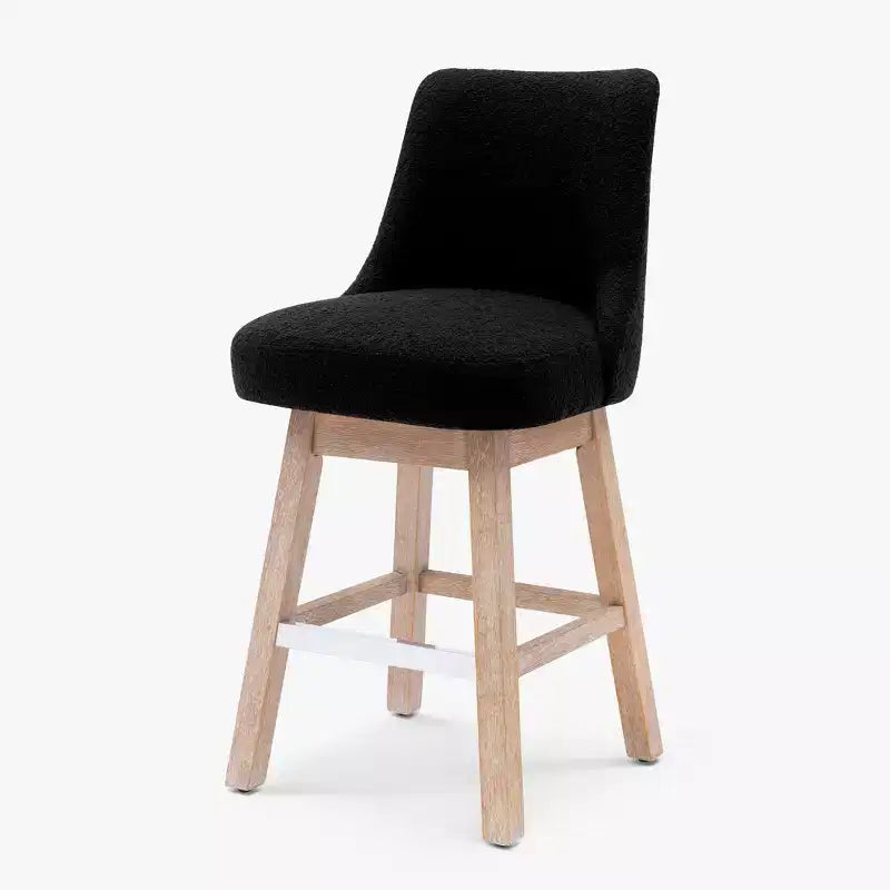 Tabouret de bar pivotant rembourré, hauteur comptoir, 26 po, noir