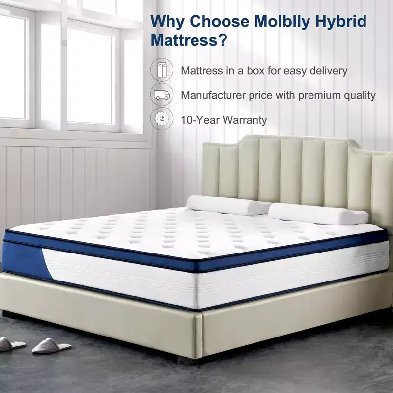 Matelas en mousse à mémoire de forme de 12 pouces, matelas de fermeté moyenne Certifié respirant pour un soutien et une décompression pendant le sommeil