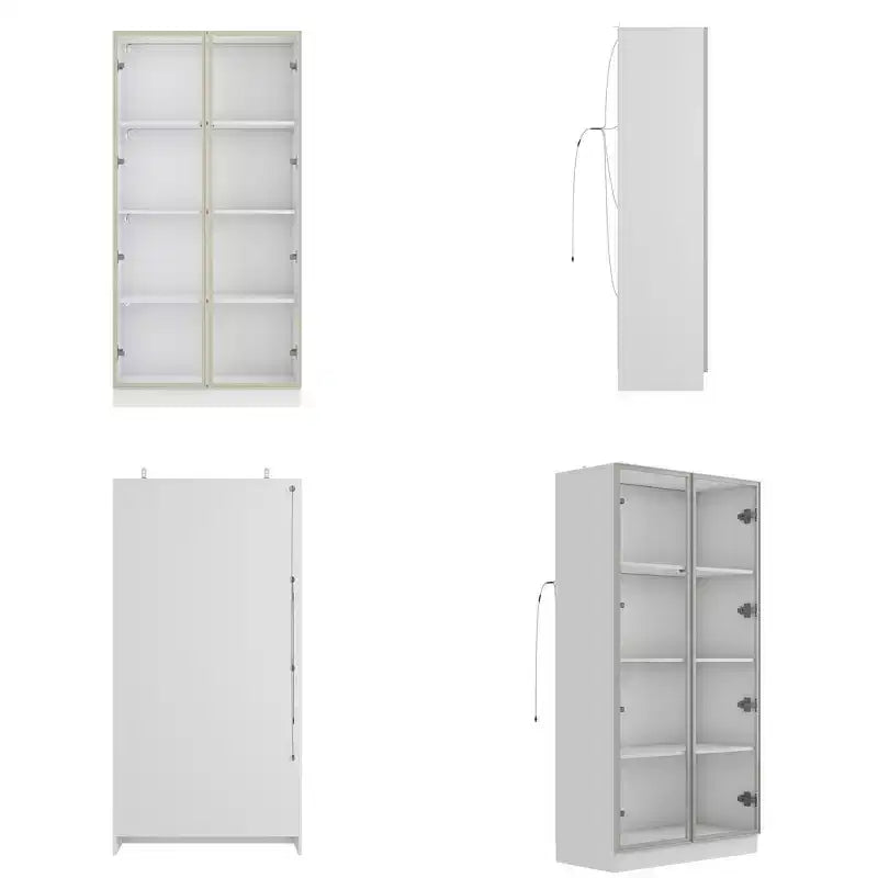 Vitrine Meuble de Rangement Multiusage Bibliothèque avec Portes en Verre et Étagères Buffet Lumière LED