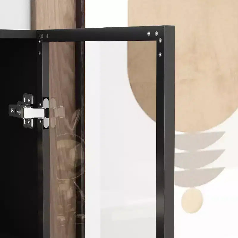 Vitrine Meuble de Rangement Multiusage Bibliothèque avec Portes en Verre et Étagères Buffet Lumière LED