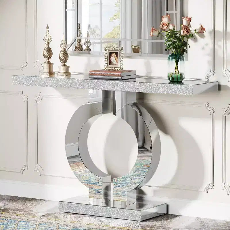 Console Miroir 43 po avec Base en Forme de O