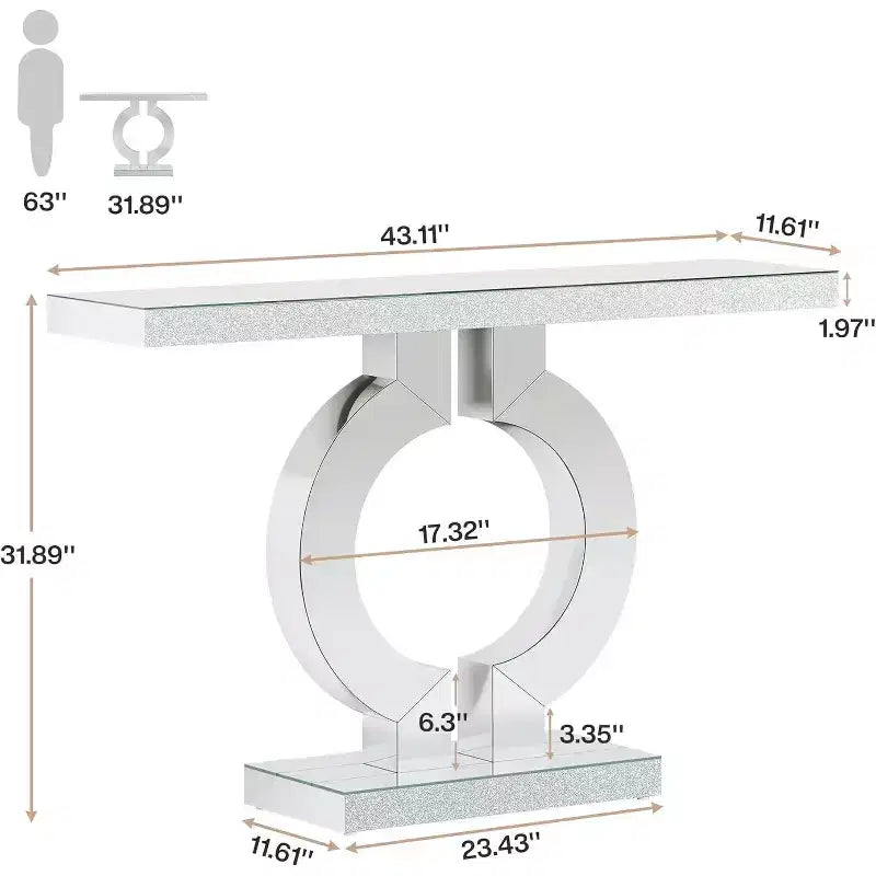 Console Miroir 43 po avec Base en Forme de O