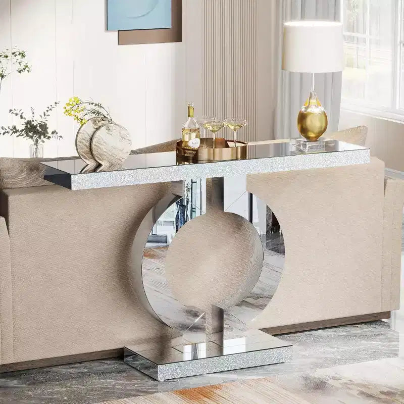 Console Miroir 43 po avec Base en Forme de O