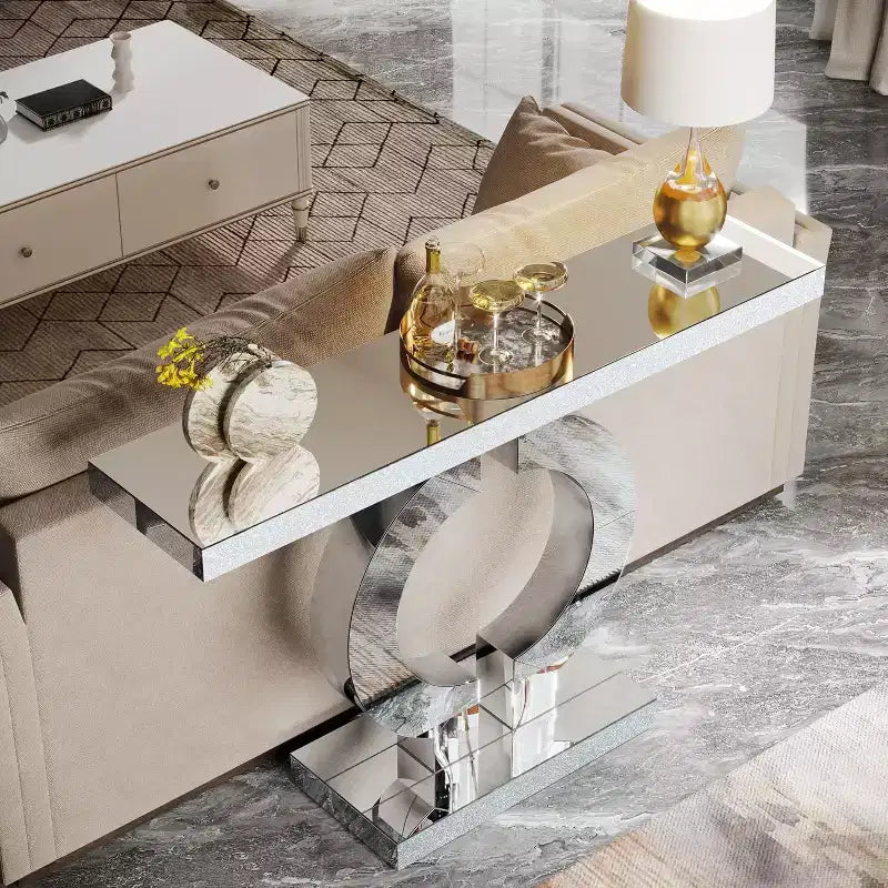 Console Miroir 43 po avec Base en Forme de O