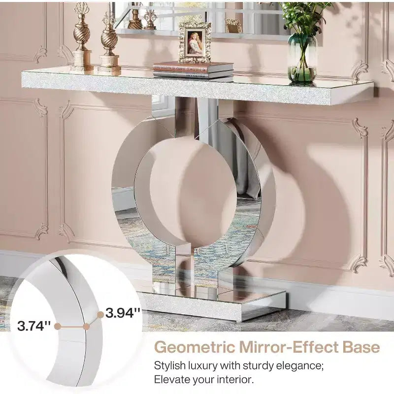 Console Miroir 43 po avec Base en Forme de O