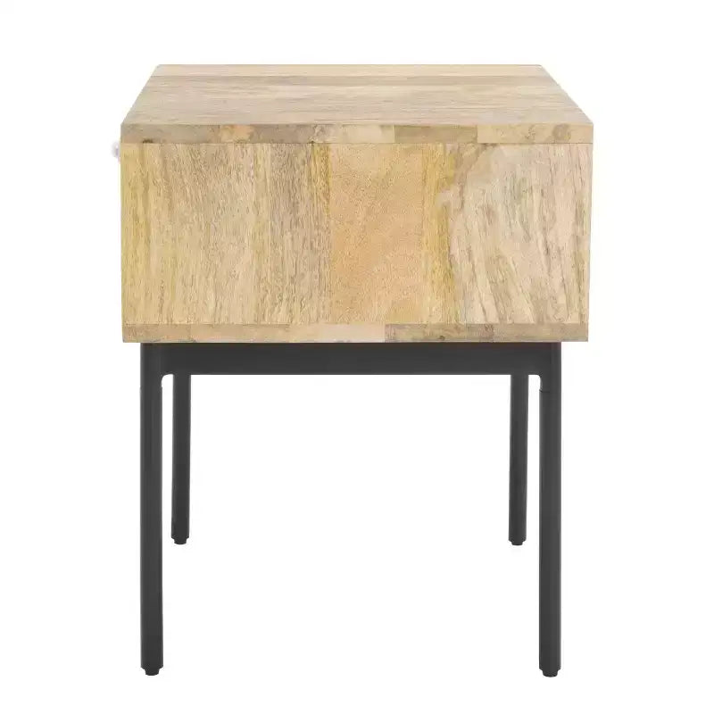 Table de chevet 1 tiroir Bahiti - NST9008 - Naturel/Noir - Safavieh