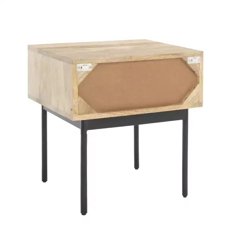 Table de chevet 1 tiroir Bahiti - NST9008 - Naturel/Noir - Safavieh