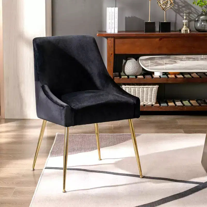 Fauteuil d'appoint en velours capitonné avec pieds en métal