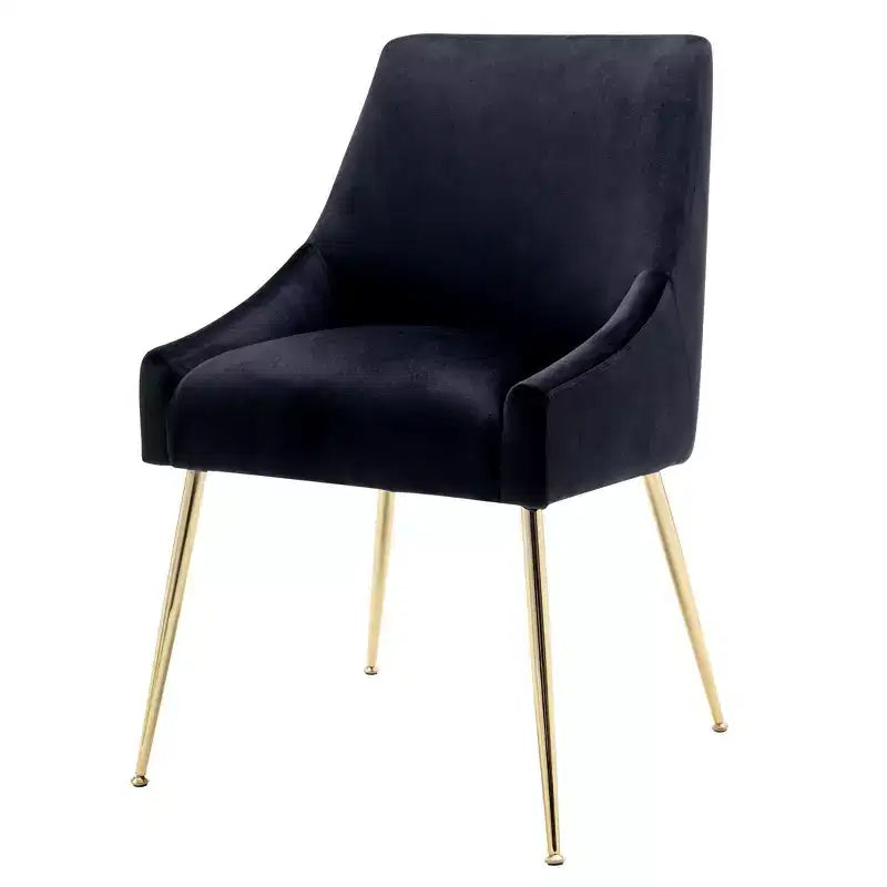 Fauteuil d'appoint en velours capitonné avec pieds en métal
