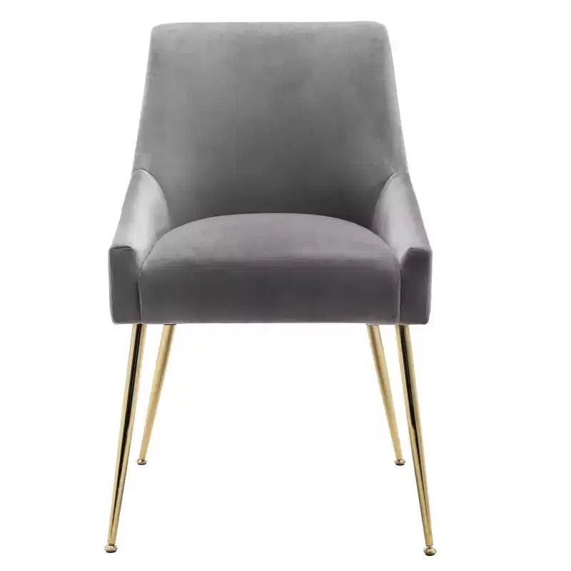 Fauteuil d'appoint en velours capitonné avec pieds en métal
