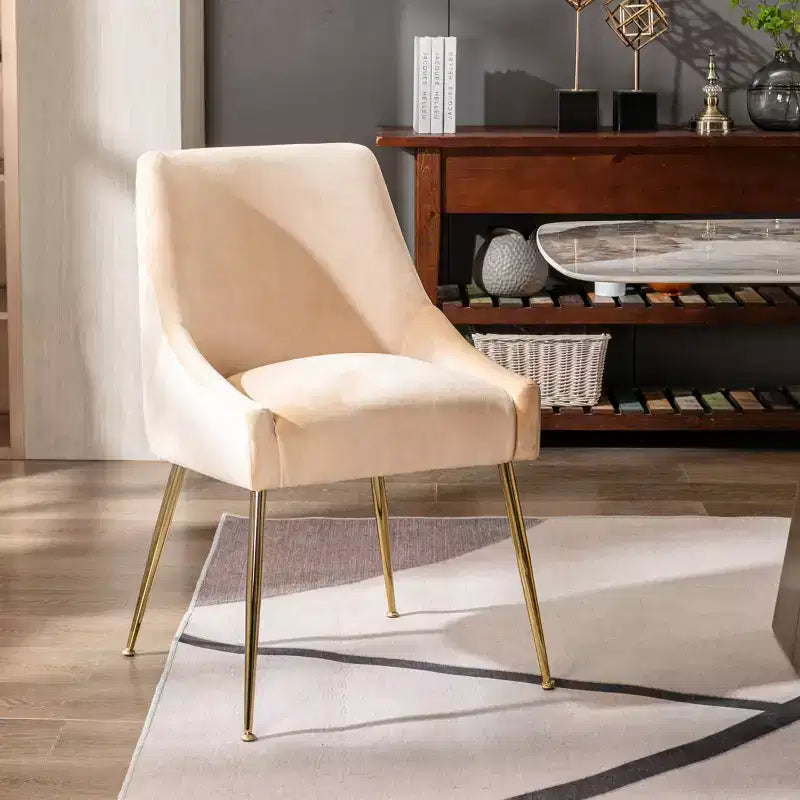 Fauteuil d'appoint en velours capitonné avec pieds en métal