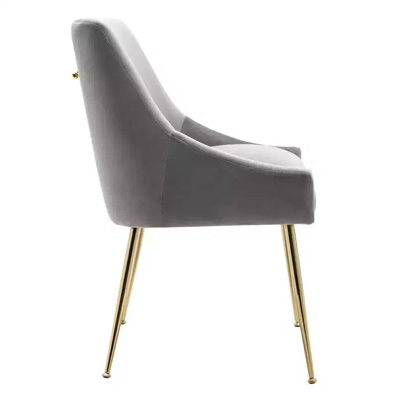 Fauteuil d'appoint en velours capitonné avec pieds en métal