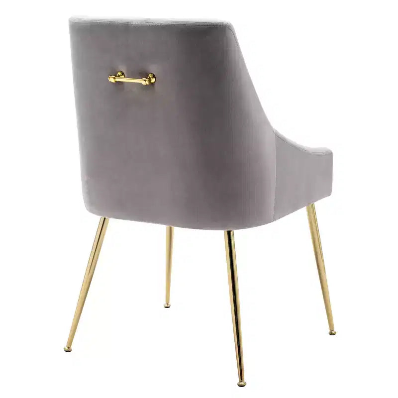 Fauteuil d'appoint en velours capitonné avec pieds en métal