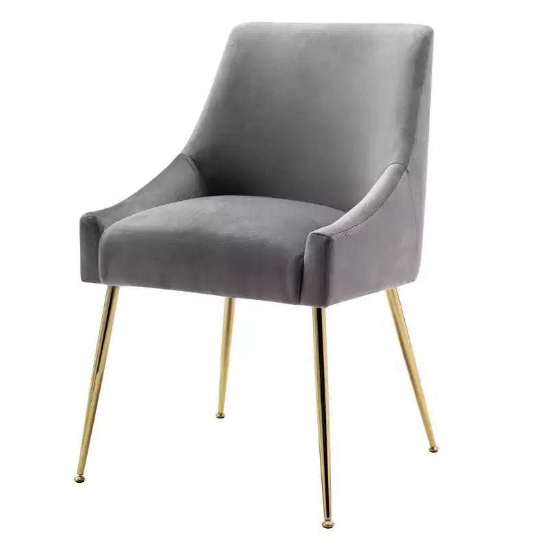 Fauteuil d'appoint en velours capitonné avec pieds en métal