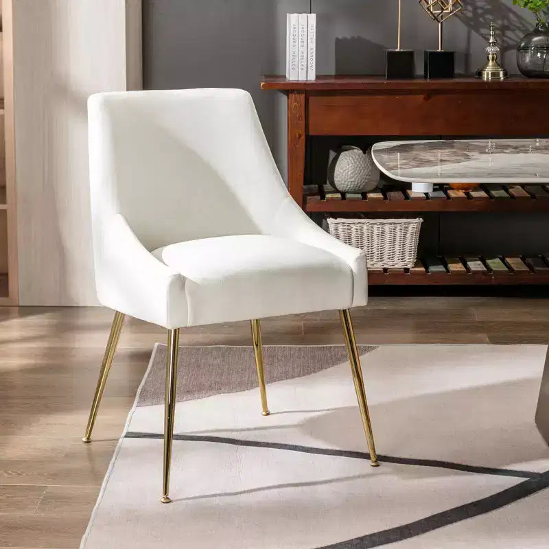 Fauteuil d'appoint en velours capitonné avec pieds en métal