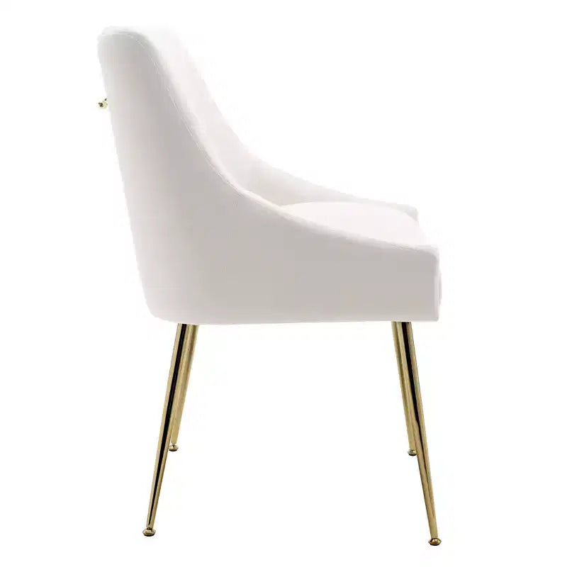 Fauteuil d'appoint en velours capitonné avec pieds en métal