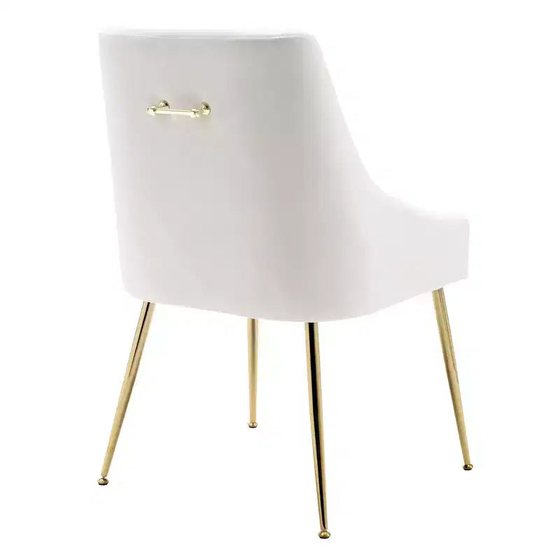 Fauteuil d'appoint en velours capitonné avec pieds en métal
