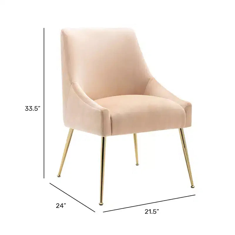 Fauteuil d'appoint en velours capitonné avec pieds en métal