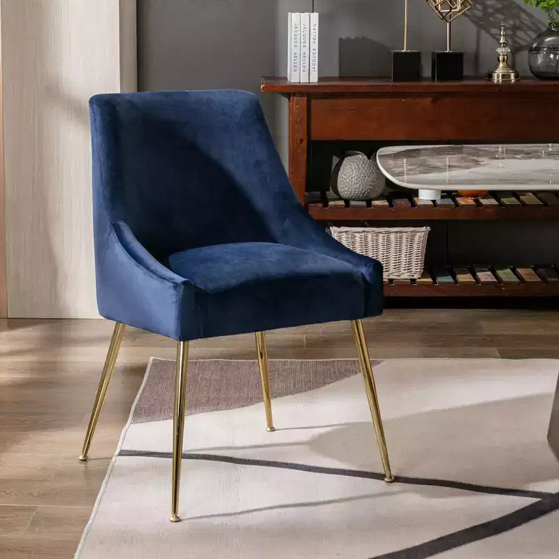 Fauteuil d'appoint en velours capitonné avec pieds en métal