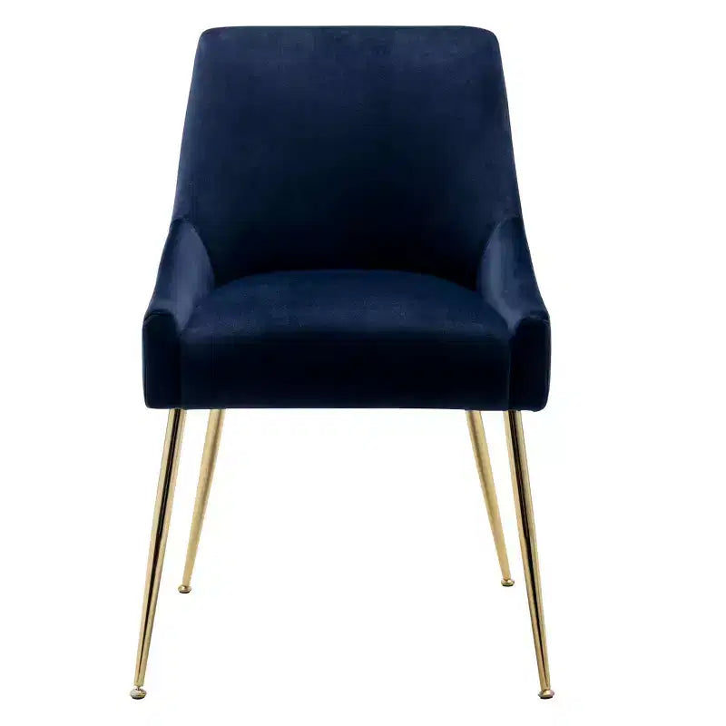 Fauteuil d'appoint en velours capitonné avec pieds en métal