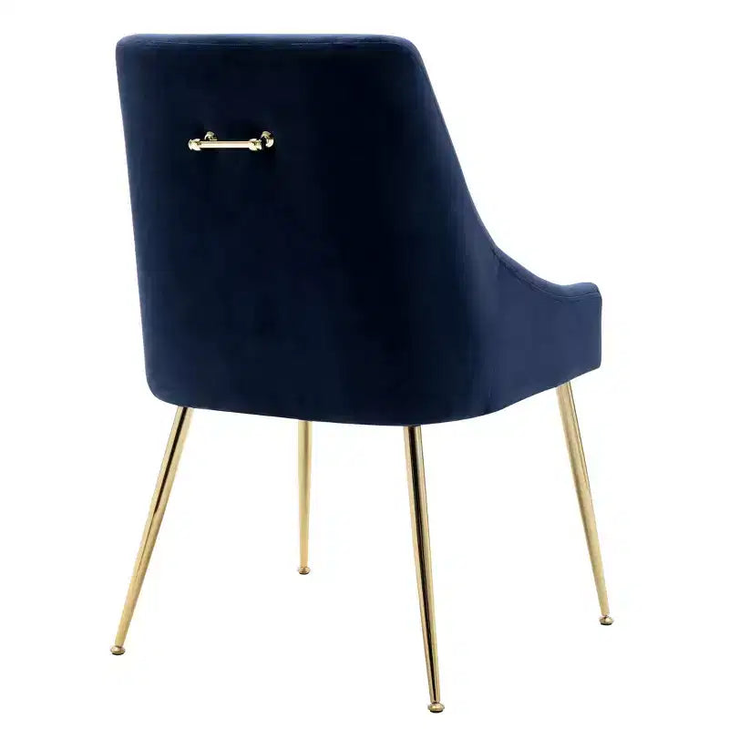 Fauteuil d'appoint en velours capitonné avec pieds en métal
