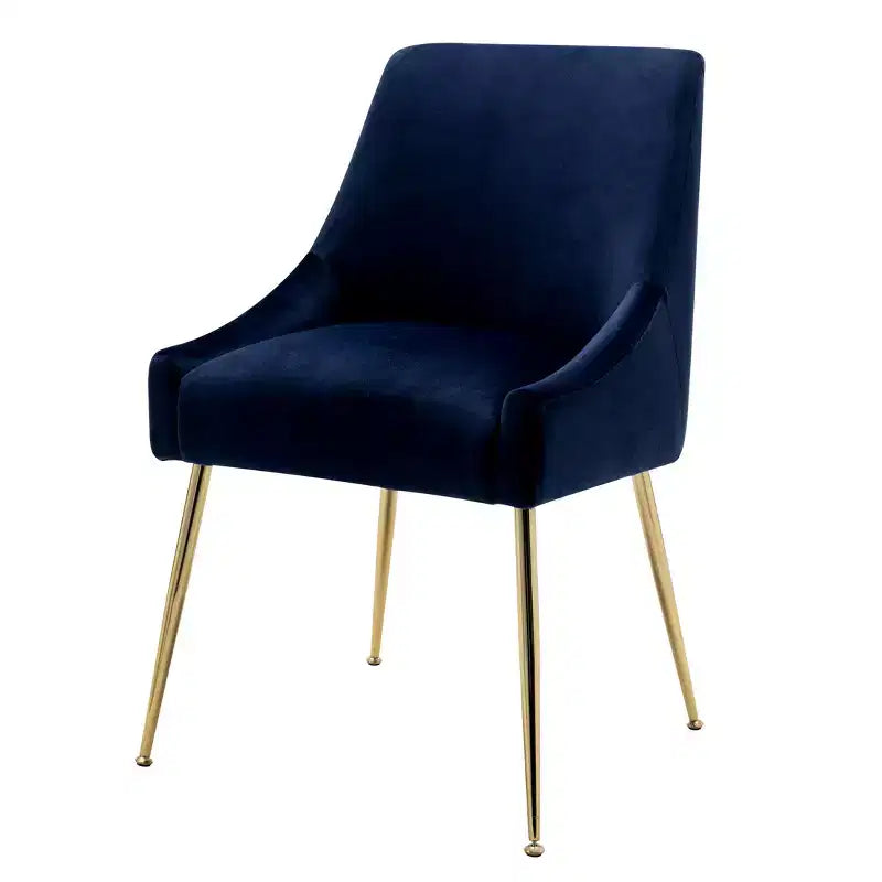 Fauteuil d'appoint en velours capitonné avec pieds en métal