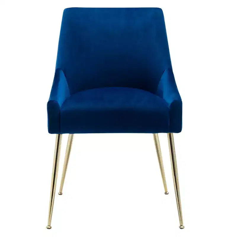 Fauteuil d'appoint en velours capitonné avec pieds en métal