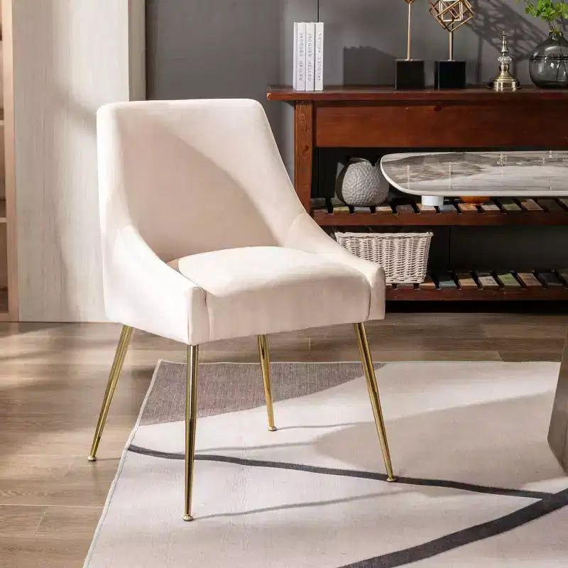 Fauteuil d'appoint en velours capitonné avec pieds en métal