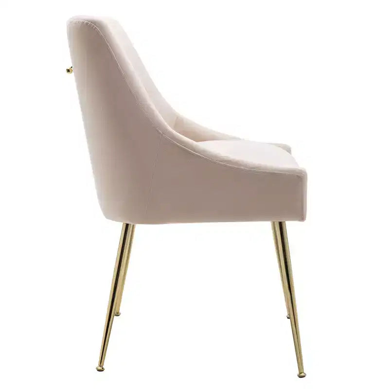 Fauteuil d'appoint en velours capitonné avec pieds en métal