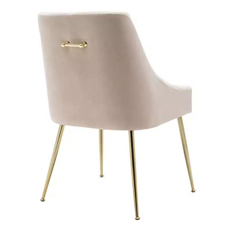 Fauteuil d'appoint en velours capitonné avec pieds en métal