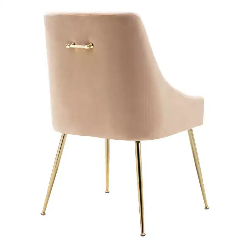 Fauteuil d'appoint en velours capitonné avec pieds en métal