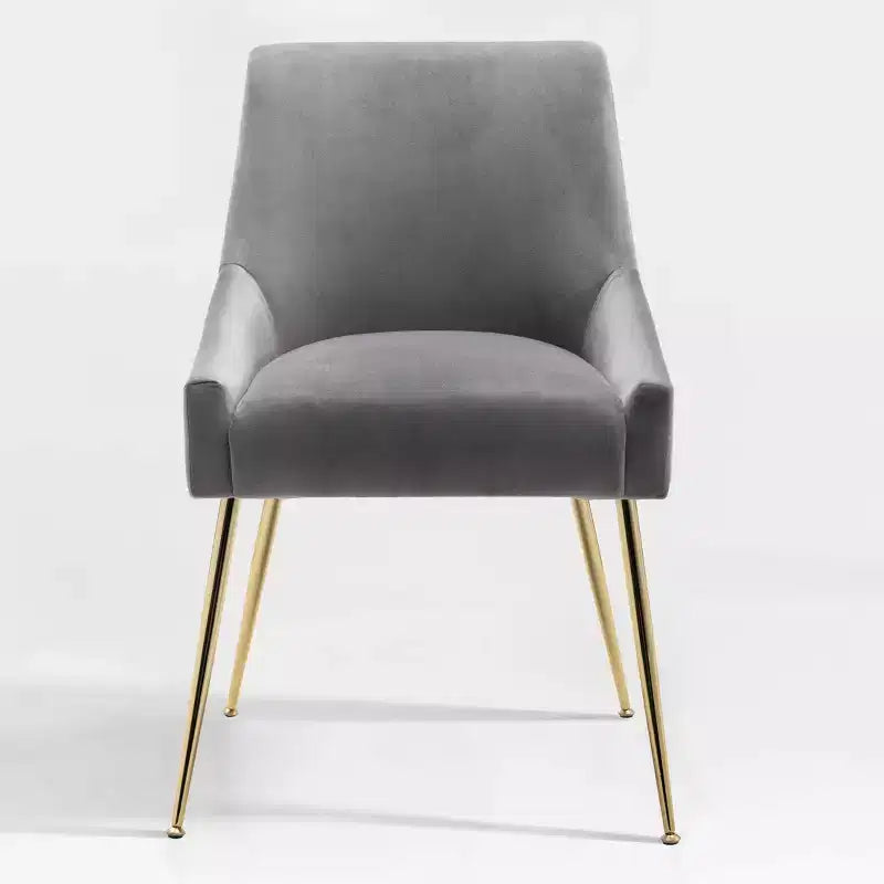 Fauteuil d'appoint en velours capitonné avec pieds en métal