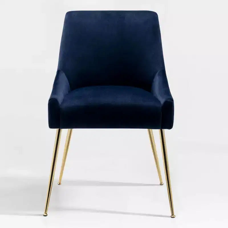 Fauteuil d'appoint en velours capitonné avec pieds en métal