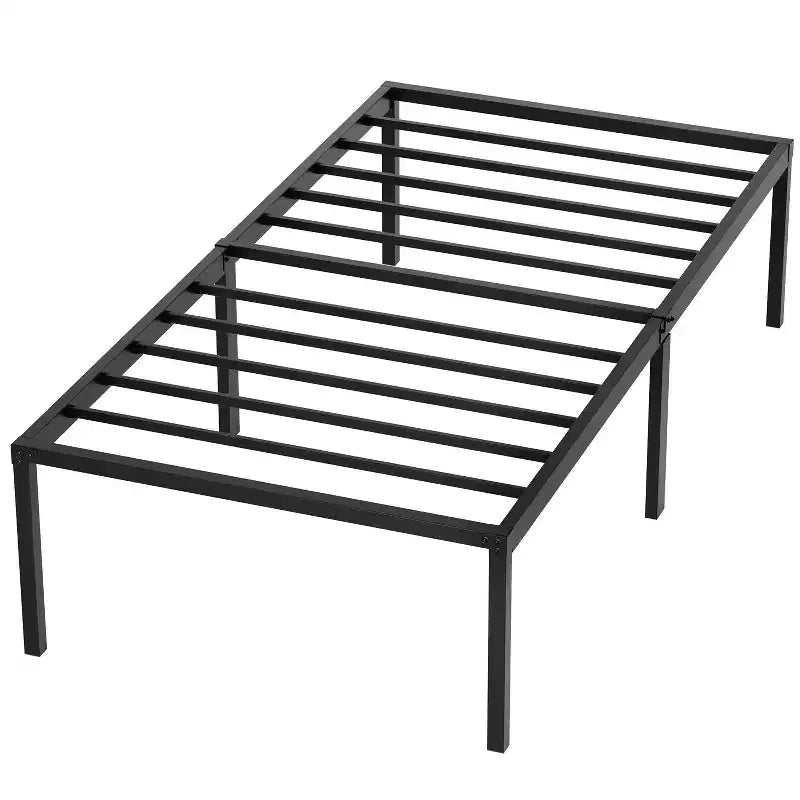 Cadre de lit plateforme en métal de 18 pouces de haut avec un espace de rangement maximal sous le cadre de lit robuste, sans sommier requis, silencieux