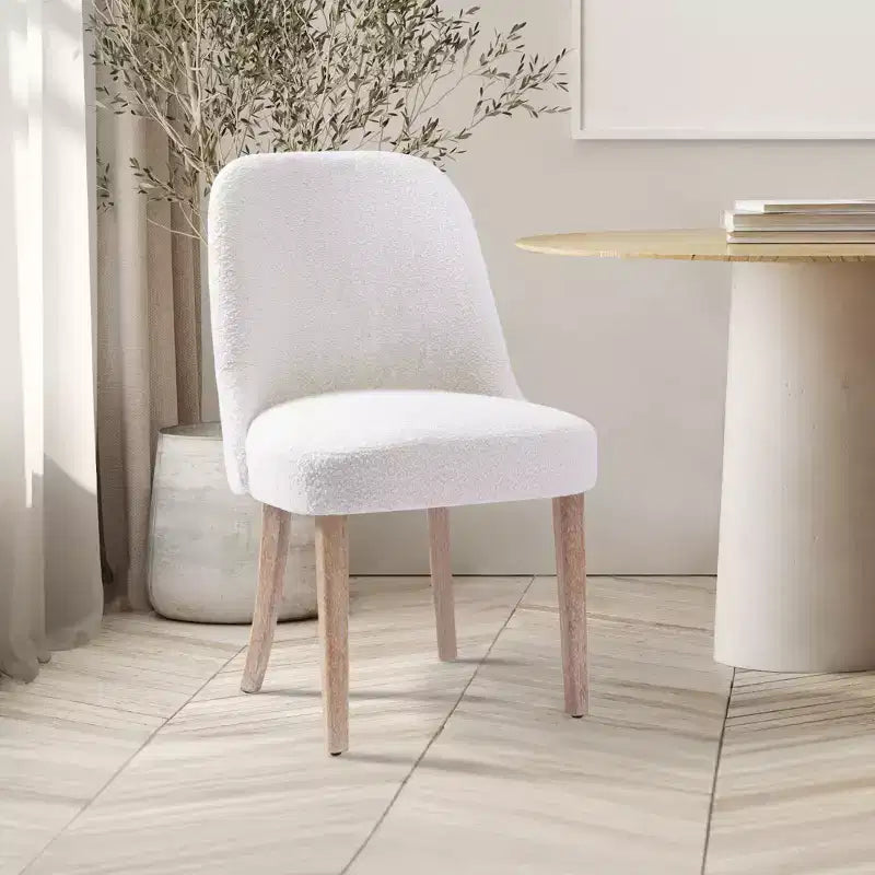 Chaise de salle à manger en bouclette rembourrée
