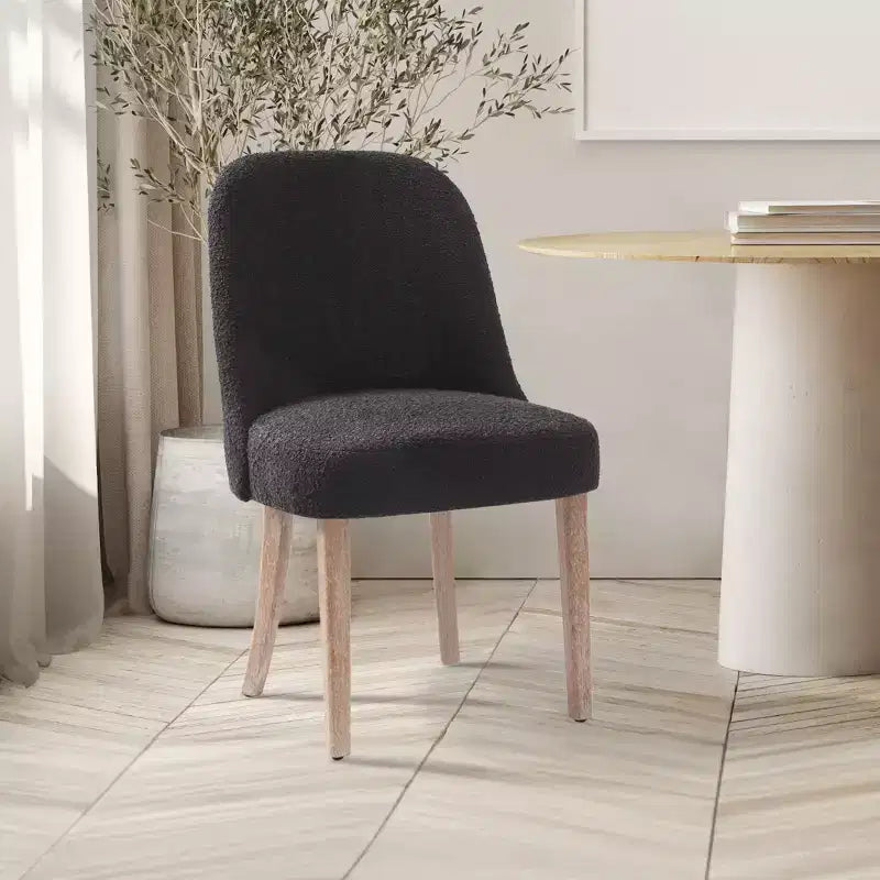 Chaise de salle à manger en bouclette rembourrée