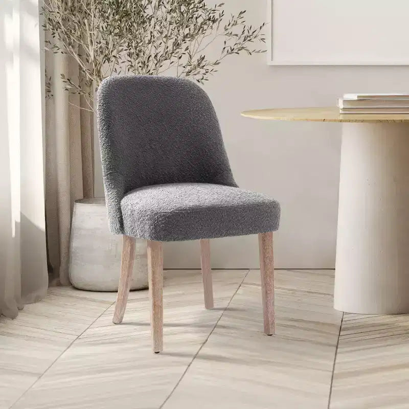 Chaise de salle à manger en bouclette rembourrée